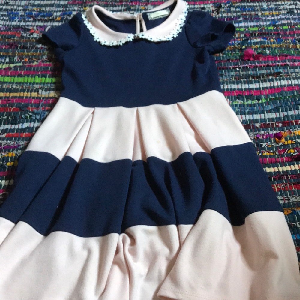 A navy blue and light pink dress